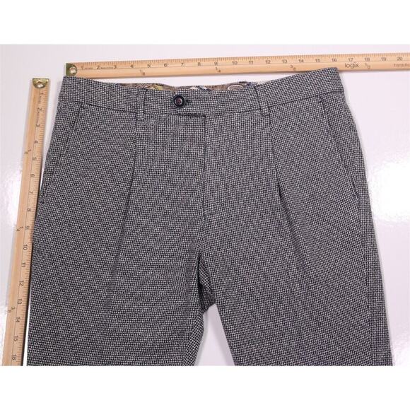 Manuel Ritz Blue/White Knit Woven Cotton Slim Fit Pleated Dress Pants 33x27 - Picture 4 of 9